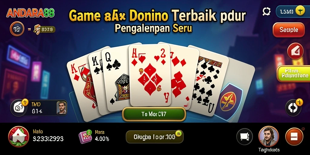 Screenshot gameplay ANDARA88 menampilkan suasana seru permainan domino.
