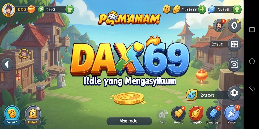 Tangkapan layar gameplay DAX69, menunjukkan kemajuan dan karakter yang menarik.