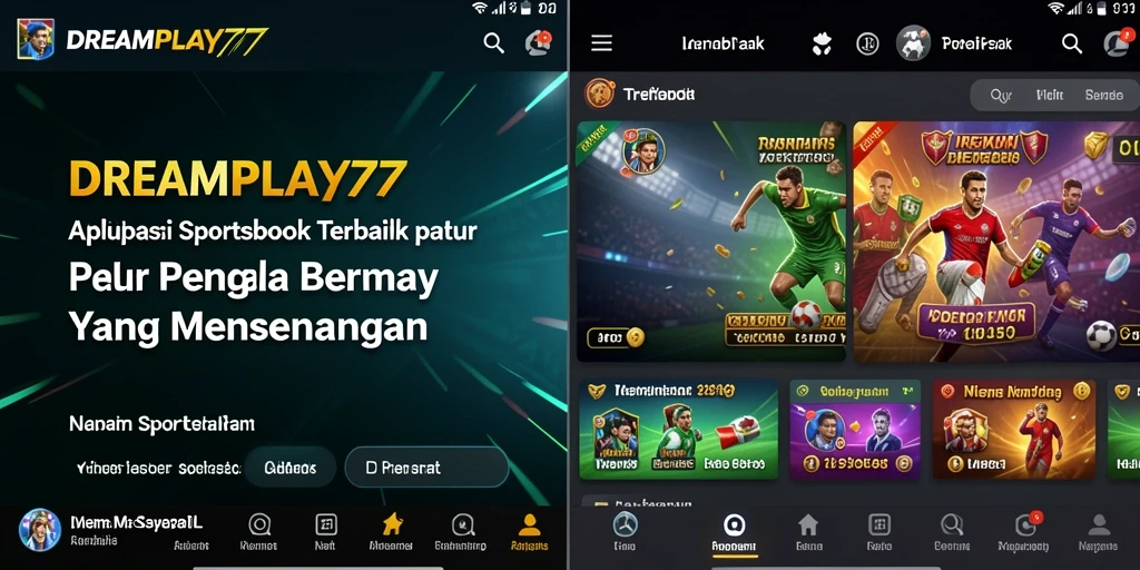 Screenshot utama dari DREAMPLAY77 menampilkan tampilan menarik dari gameplay Sportsbook.