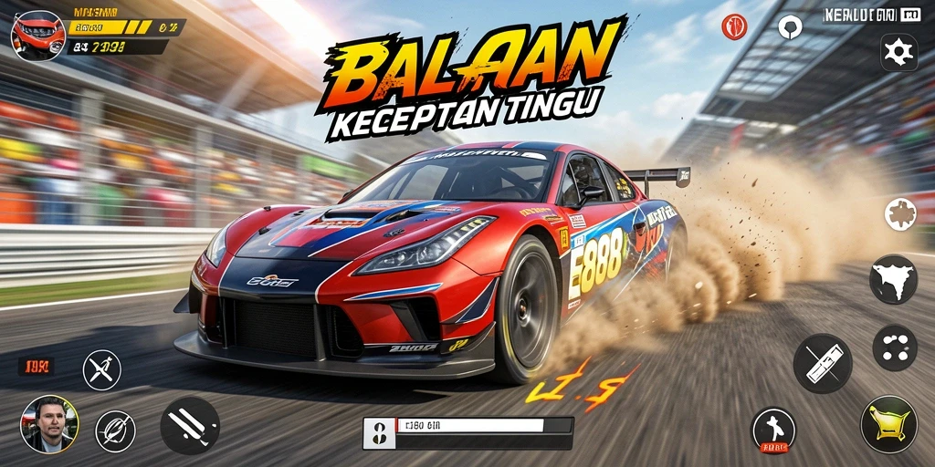 Gameplay E88 menampilkan kecepatan tinggi dan lintasan menantang.