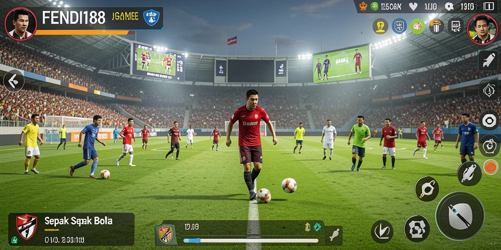 Screenshot utama FENDI188 menampilkan aksi seru dalam pertandingan sepak bola.