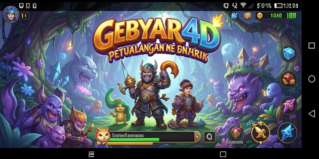 Screenshot utama gameplay GEBYAR4D yang menunjukkan eksplorasi dunia petualangan.