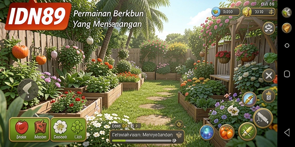 Screenshot menampilkan gameplay berkebun yang seru dan interaktif.