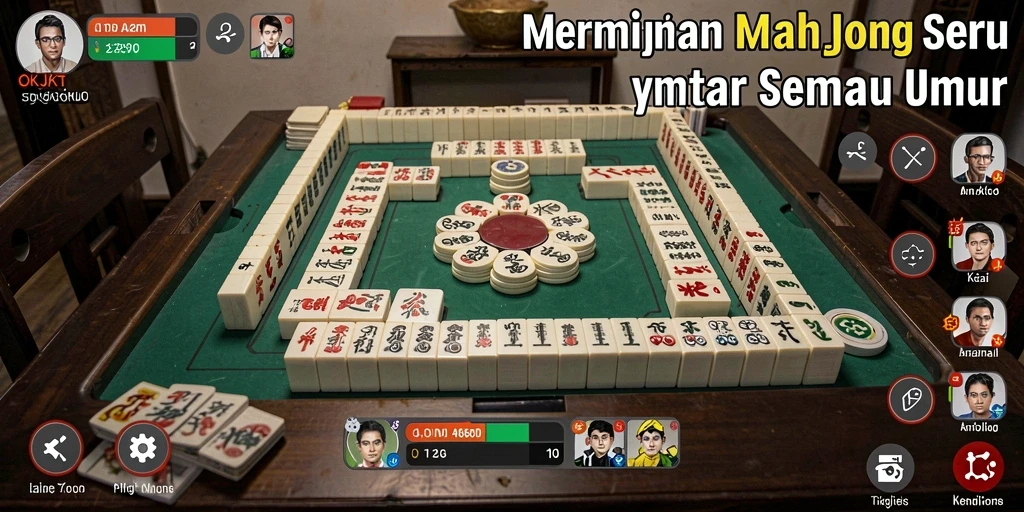 Tampilan gameplay seru di OKJKT dengan papan Mahjong yang menarik.
