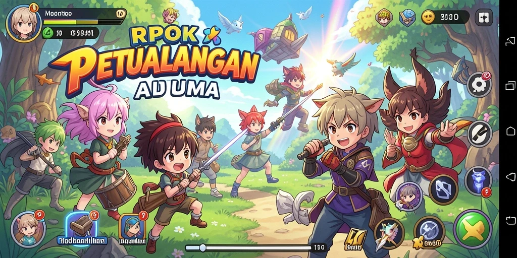 Screenshot gameplay RPOK yang menampilkan aksi seru karakter Anime.