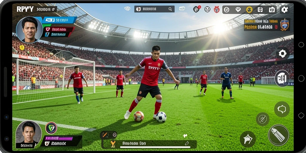 Tampilan gameplay RPYYY yang menegangkan dalam pertandingan sepak bola.