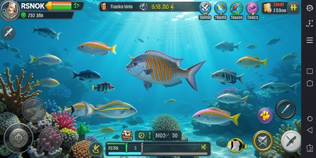 Tampilan gameplay RSNOK yang seru saat menangkap ikan.